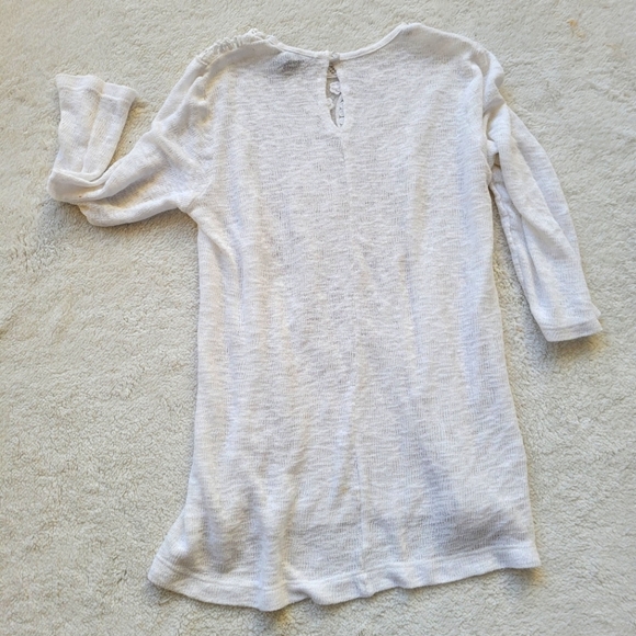 White Crochet Sweater Semi Sheer Tunic  Lace Forever 21 M - Picture 3 of 5